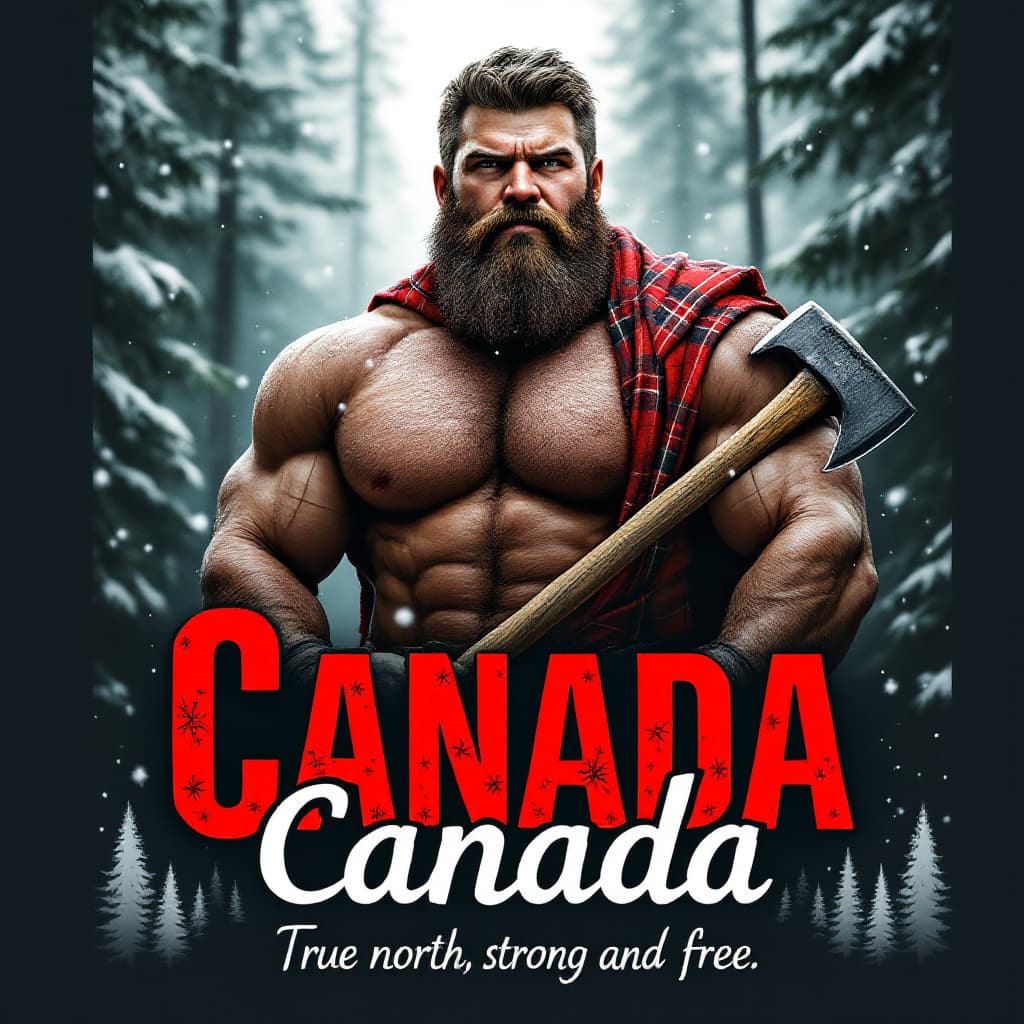 AI generated: 
"Create a photorealistic image of a burly Canadian lumberjack with a thick, bearded face, broad sho...