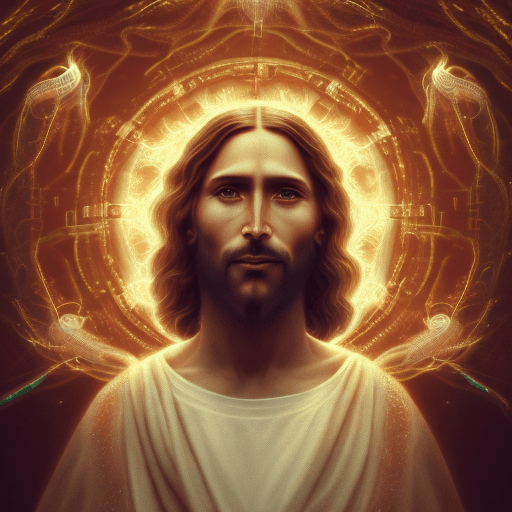 AI generated: Jesus Christ portrait ribcagel. jellyfish phoenix bioluminiscent creatures, intricate artwork . octa...