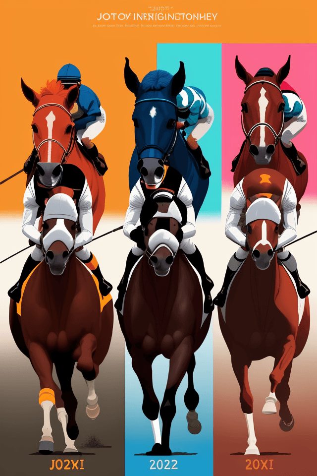 AI generated: Create a poster to celebrate a horse race with jockeys in the summer, using the following instructio...