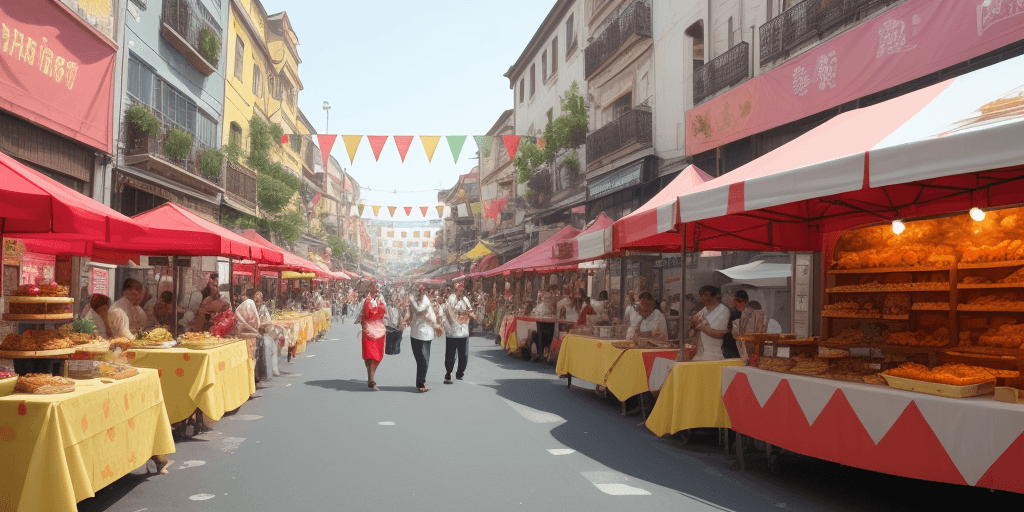 AI generated: a vibrant food festival street