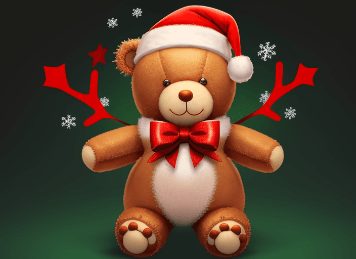 AI generated: Full body cute Christmas Teddy Bear with open arms


