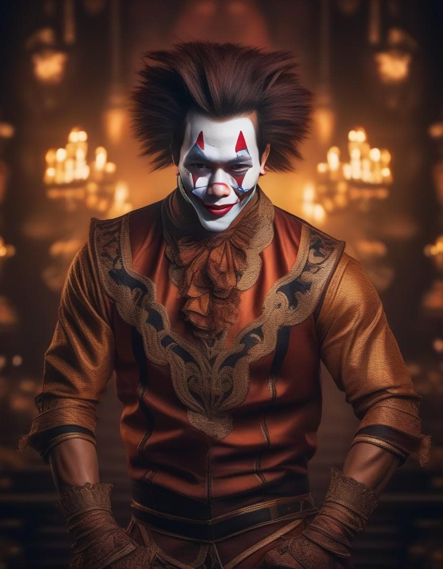 AI generated: A visual stunning portrait of a man with insane clown makeup | centered| highly detailed| breathtaki...