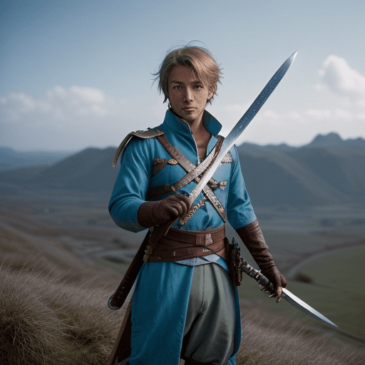 AI generated: the anime rabbit swashbuckler character holding a sword, in the style of max rive, detailed costumes...
