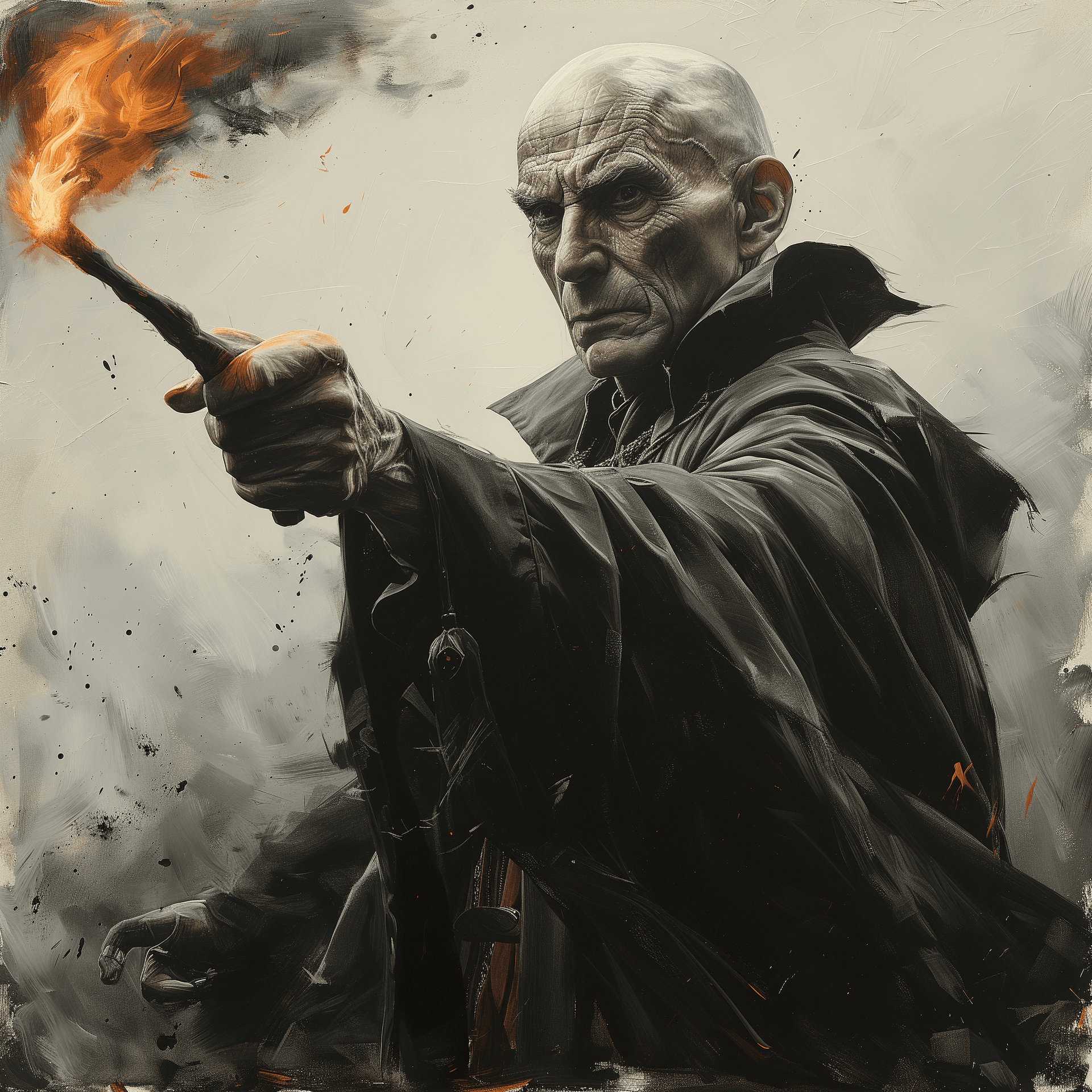 AI generated: a pencil artist illustration of a wizard firing his wand --s 750 --v 6.0 --style raw