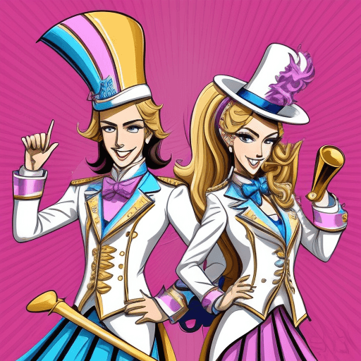 AI generated: The Marching Aristocrats of Bands, logo vectorial, fun and youthful style,Destination: Greatness!, l...