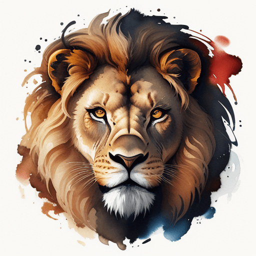 AI generated: a watercolor painting of a lion's face, an airbrush painting by Petros Afshar, behance, lyco art, be...