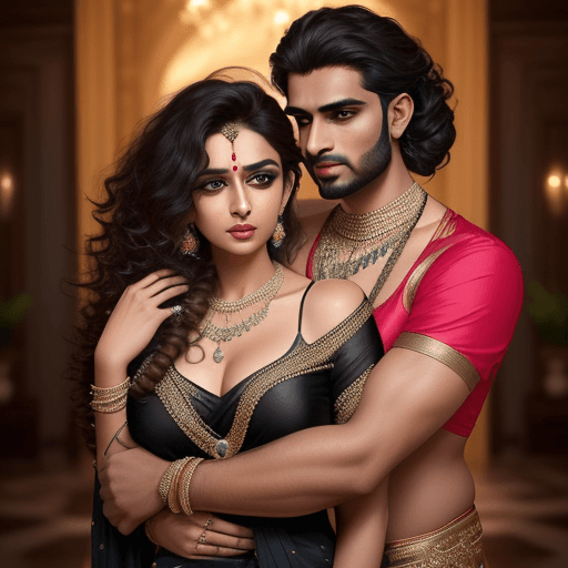AI generated: full body view  of most beautiful european couple as most beautiful indian couple, most beautiful gi...