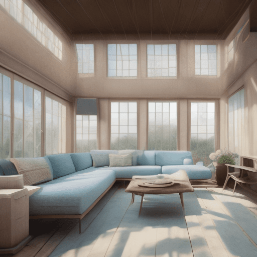 AI generated: High resolution photography interior design, dreamy sunken living room conversation pit, wooden floo...