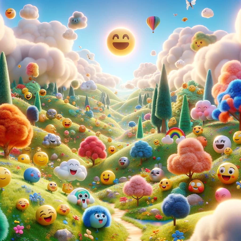AI generated: happy emoji in wonderland 
