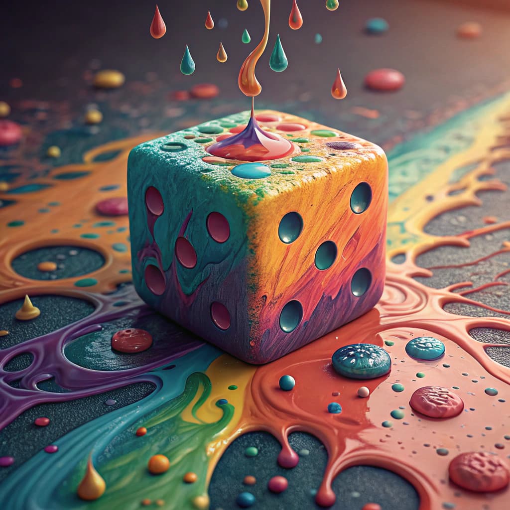 AI generated: Splash Art, A Liquid Portrait Of A dice Made Of Colours, Splash Style Of Colourful Paint, Hyperdetai...