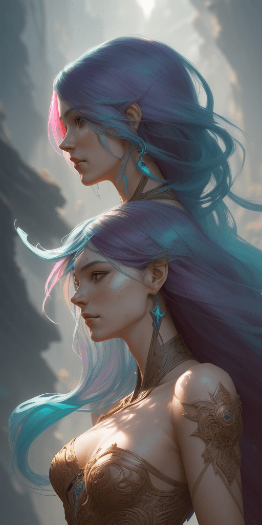 AI generated: beautiful (zxzxberna), intricate colorful hair with , sunlight, beautiful lighting, vibrant lighting...