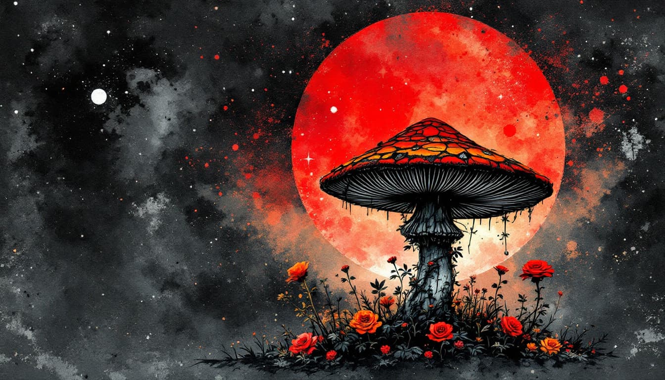 AI generated: HImage is a wet-on-wet watercolor landscape sketch retro goth-punk Traji Mii"Ranjir Rithandii A Tena...