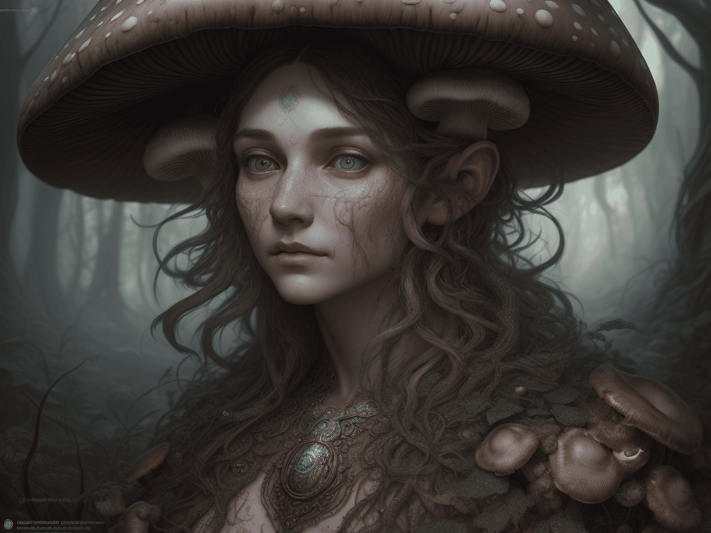 AI generated: Lots of mushroom people, intricate, realistic faces, detailed portraits, detailed faces, insanely de...