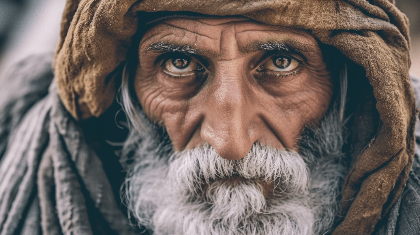 AI generated: award winning photography, a close up of the eyes of an old arab man, beautiful intense hazel eyes, ...
