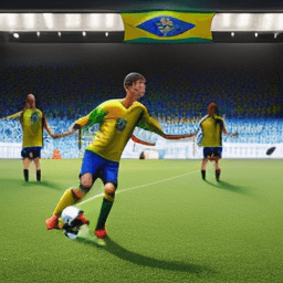 AI generated: Brazilian play soccer