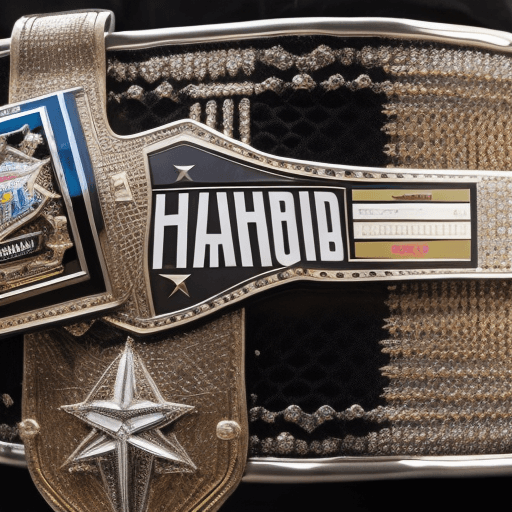 AI generated: High resolution photography, AEW World Championship belt worn around the waist of MJF