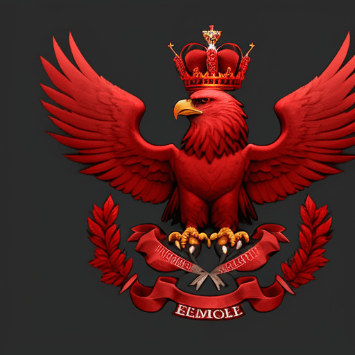 AI generated: red eagle logo with crown on its head