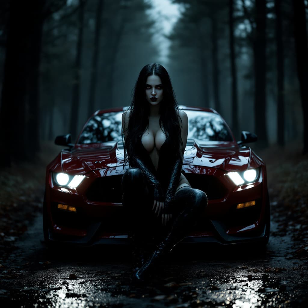 AI generated: a professional photo of a exceptionally of a Hyper-realistic futuristic portrait of a vampire babe, ...