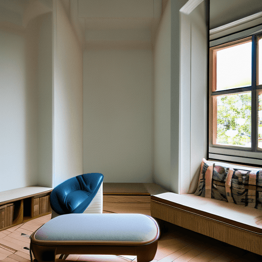 AI generated: High resolution photography interior design, dreamy sunken living room conversation pit, wooden floo...