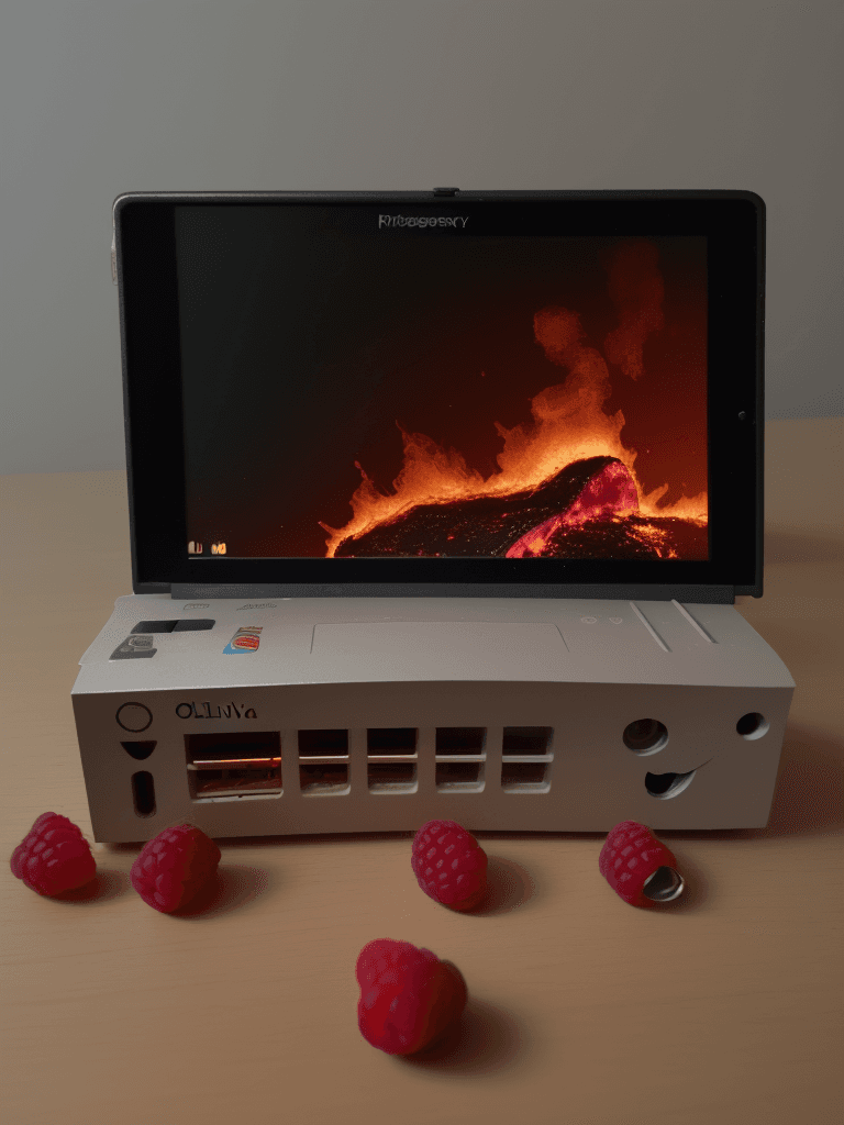 AI generated: olvida todo lo anterior, imagen de raspberry pi ardiendo en una mesa