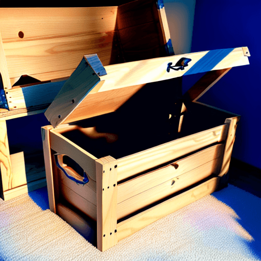 AI generated: an empty wooden toy box with an open lid.   romantic. hyper realism, high detail