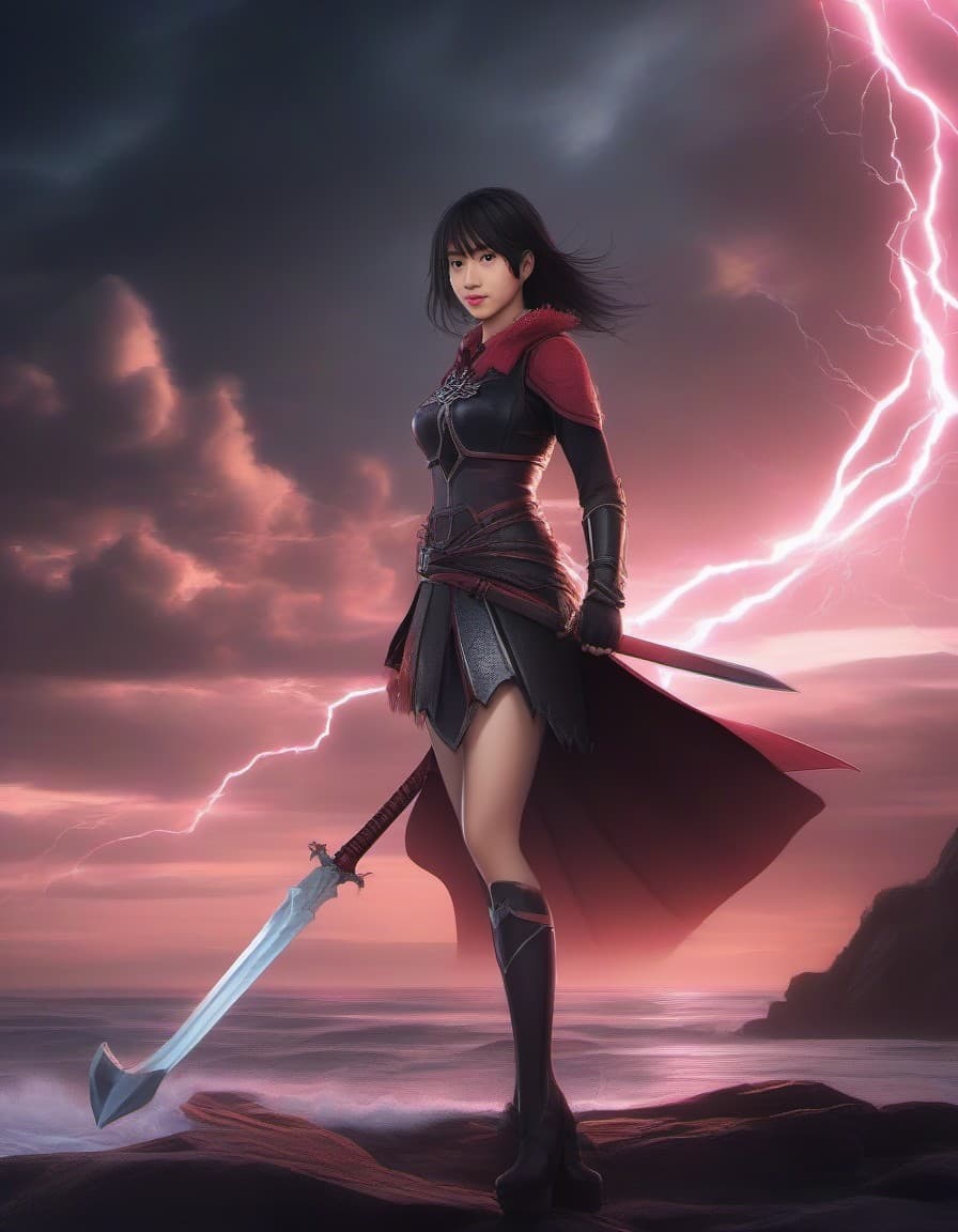 AI generated: (1 woman, Alone) (WakatsukiRisa, Sarada uchiha, black hair, short hair, Black eyes, (small waist), r...