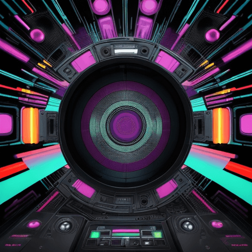 AI generated: ineed a fresh and funky background. Surprise me ..its for 
 techno
