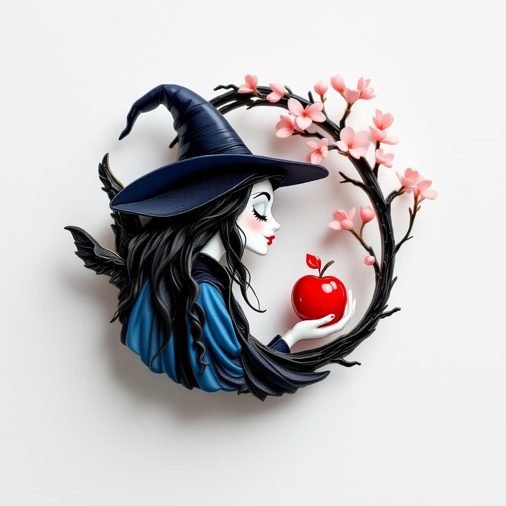AI generated: High resolution photography A modern and minimal brooch, inspired by the story of Snow White and the...