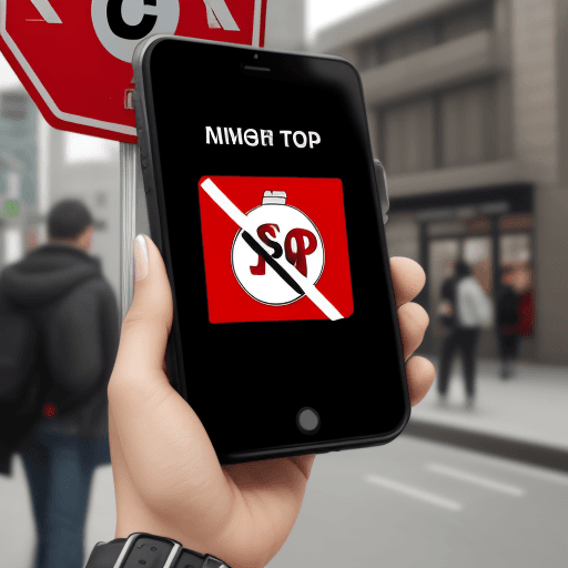 AI generated: the phone scans the QR code, but the phone display shows a stop sign, scam, fraud