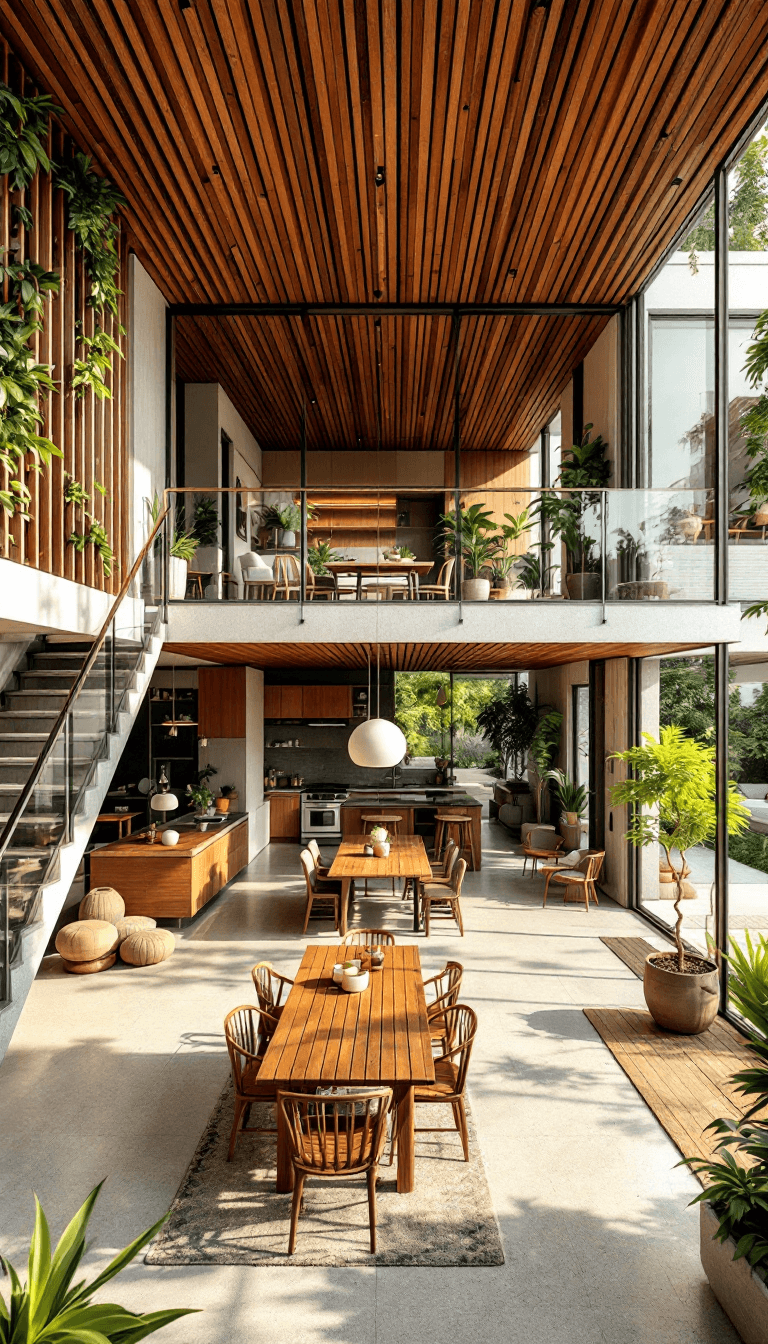 AI generated: A wide-angle shot of a two-story modern cottage house, with the second floor stretching across in wi...