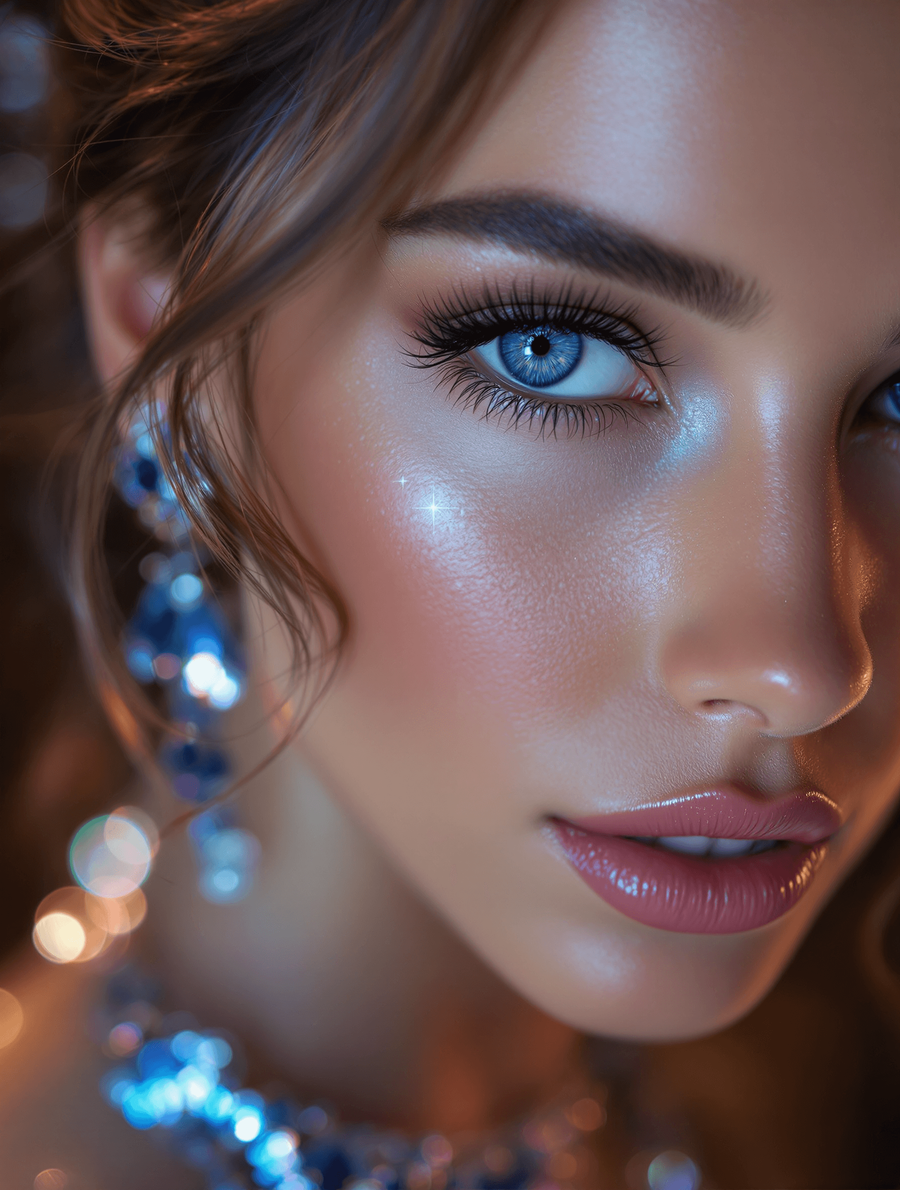 AI generated: A woman A woman with striking blue eyes. 