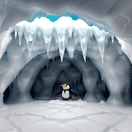 AI generated: I want an ice cave (rocks should not be seen) with a square in the middle. It should be very accurat...