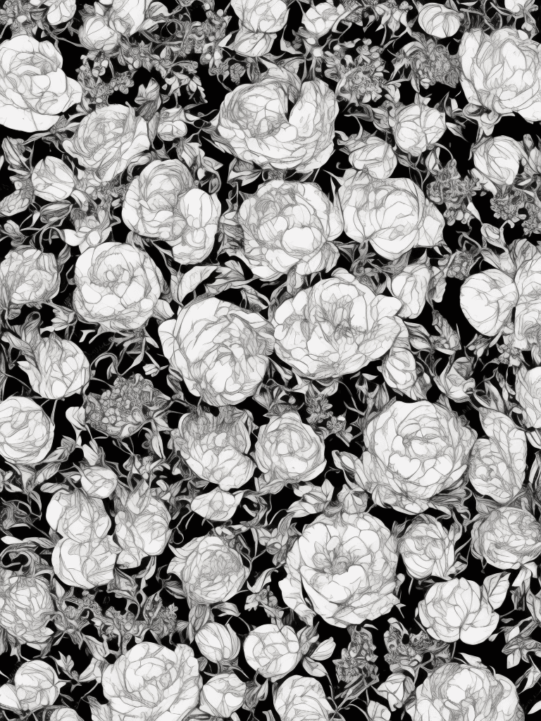AI generated: white background, black and white, snake around flowers, tattoo sketch, smooth transitions, black pa...