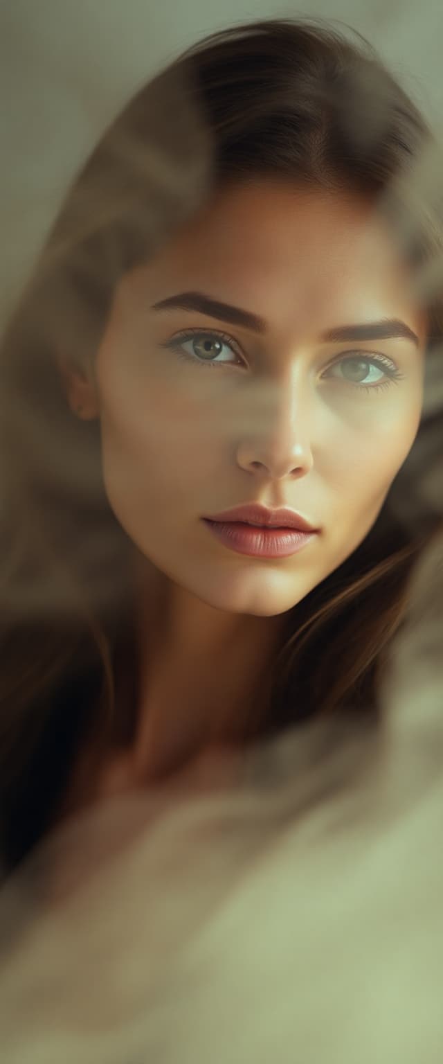 AI generated: "Professional photograph of a supermodel in her early twenties, modernist style. Soft, dreamy atmosp...