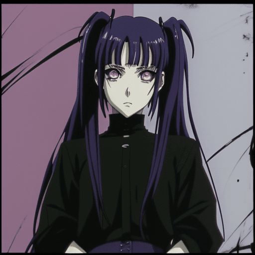 AI generated: anime movies style from the 90s and modern animes that have old school vibes dark frame of a goth gi...