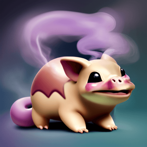 AI generated: Photo of a slowpoke pokemon drinking purple syrup and smoking a pipe