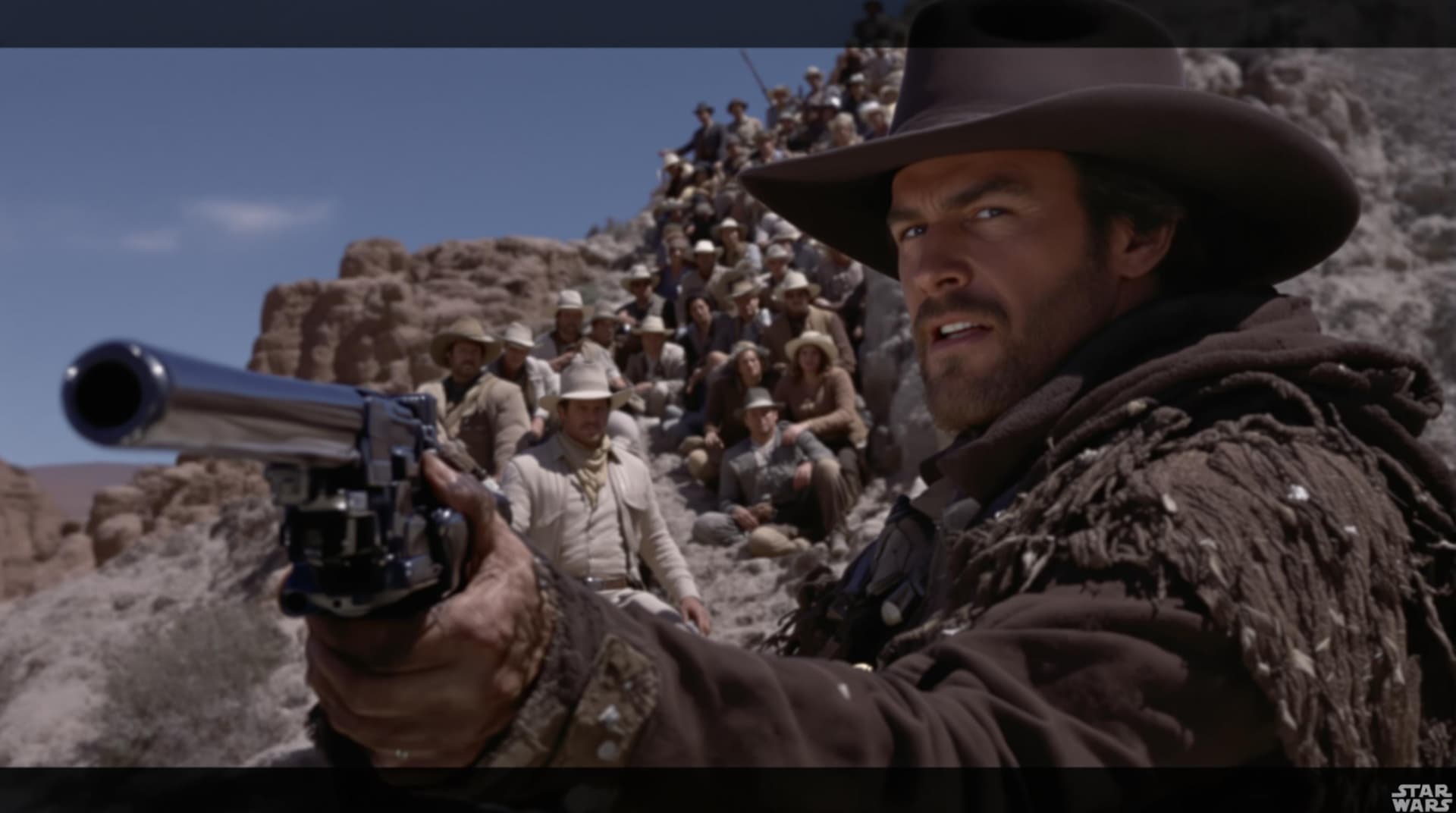 AI generated: Vintage spaghetti western movie of Cad Bane Star Wars
