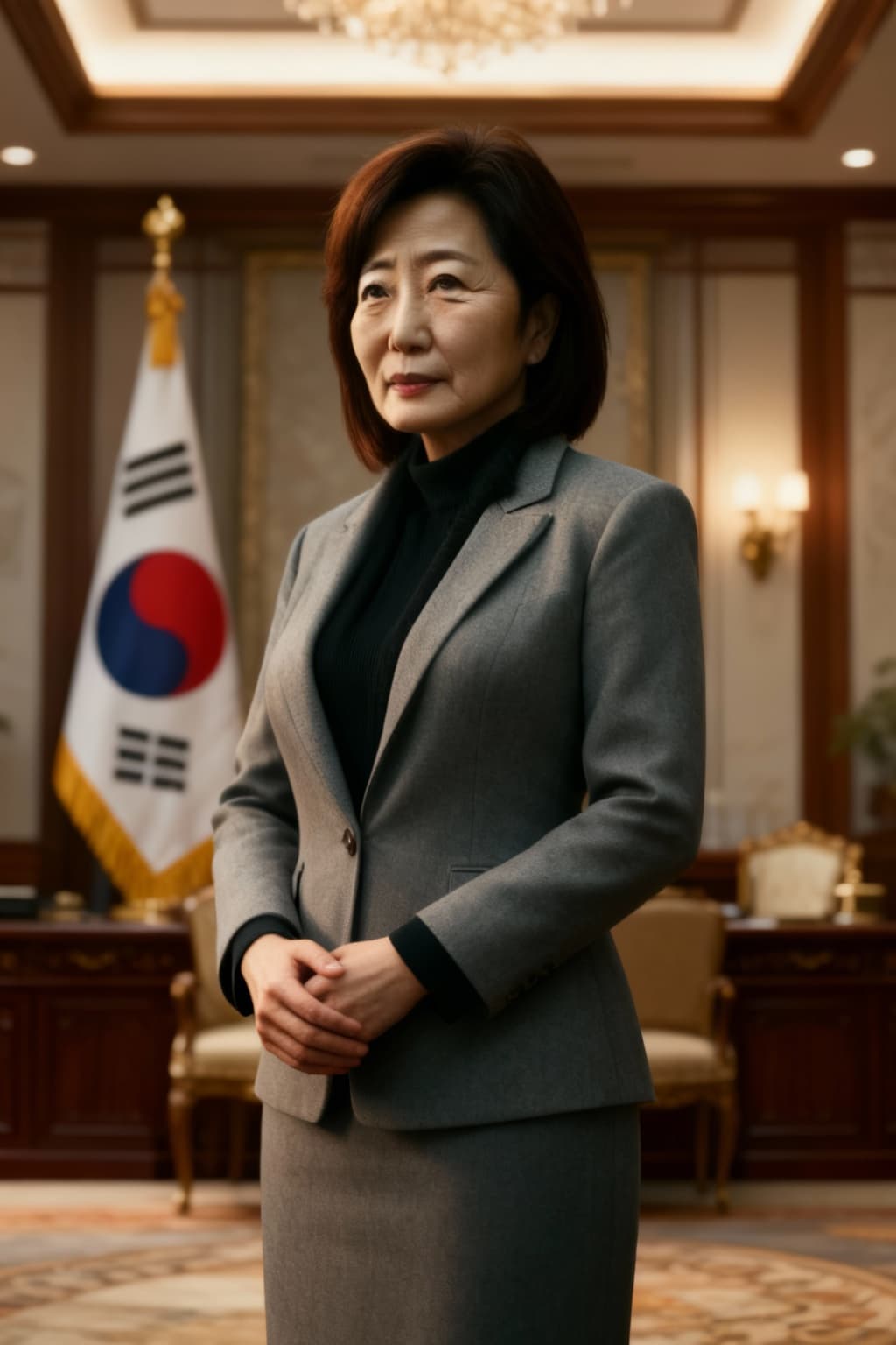 AI generated: New Picture of the character in a different pose and attire. A dignified statesperson of high author...
