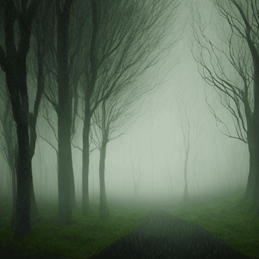AI generated: Dark and green landscape embodying elements of psychology and manipulation, strong contrast between ...