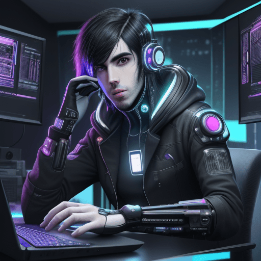 AI generated: german garmendia al estilo cyberhacker, centro de grabacion, computadora encendida, pose didactica, ...