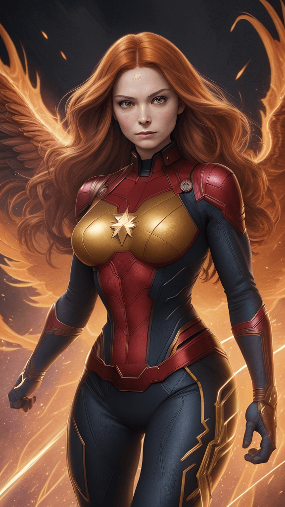 AI generated: (16k, best quality, master:1.2) HDR, Marvel Entertainment Art by, Jean Grey (AKA Marvel Girl, Phoeni...