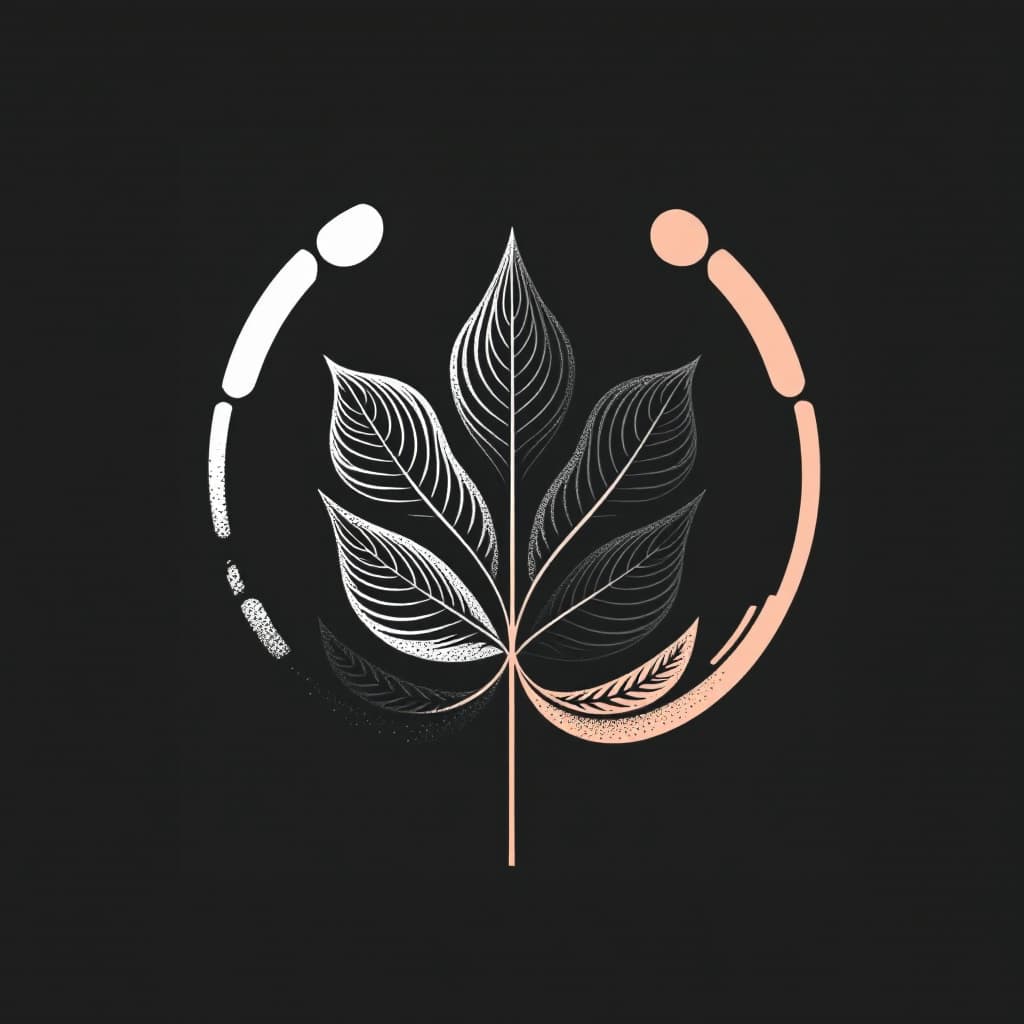 AI generated: Design with one stlyle leaf Shape boldspherical frame design for something specific, like a website,...