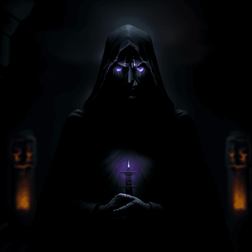 AI generated: "In the shadowy depths of an ancient temple, bathed in eerie, flickering torchlight, the unholy high...