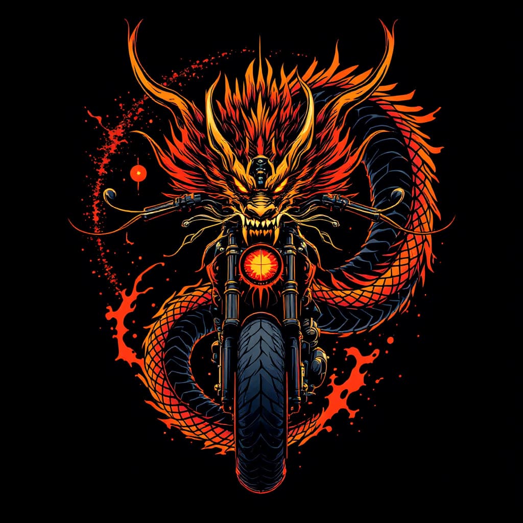 AI generated: Japanese dragón design for motorcycle sticker 


