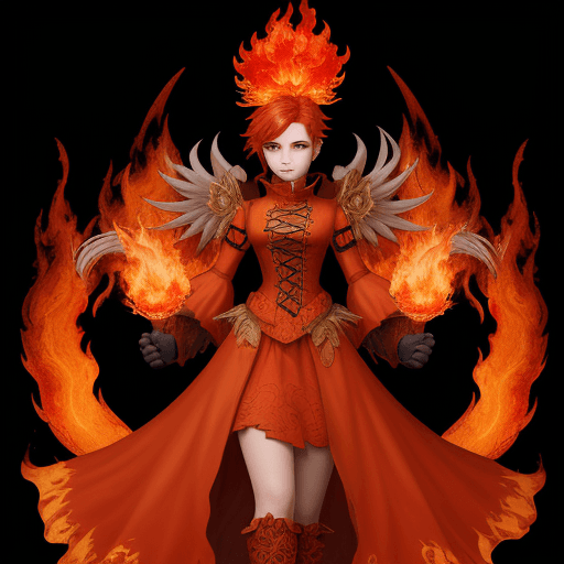 AI generated: Generate a character who is the guardian of fire. Dress them in fiery-themed attire and depict them ...