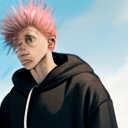 AI generated: 1 boy, solo, tall, in hoodie, tall, cowboy shot, hands in pocket, pink hair, looking at viewer, juju...