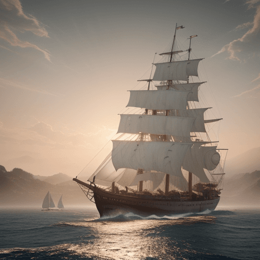 AI generated: Photo of a ultra realistic sailing ship, dramatic light, pale sunrise, cinematic lighting, battered,...