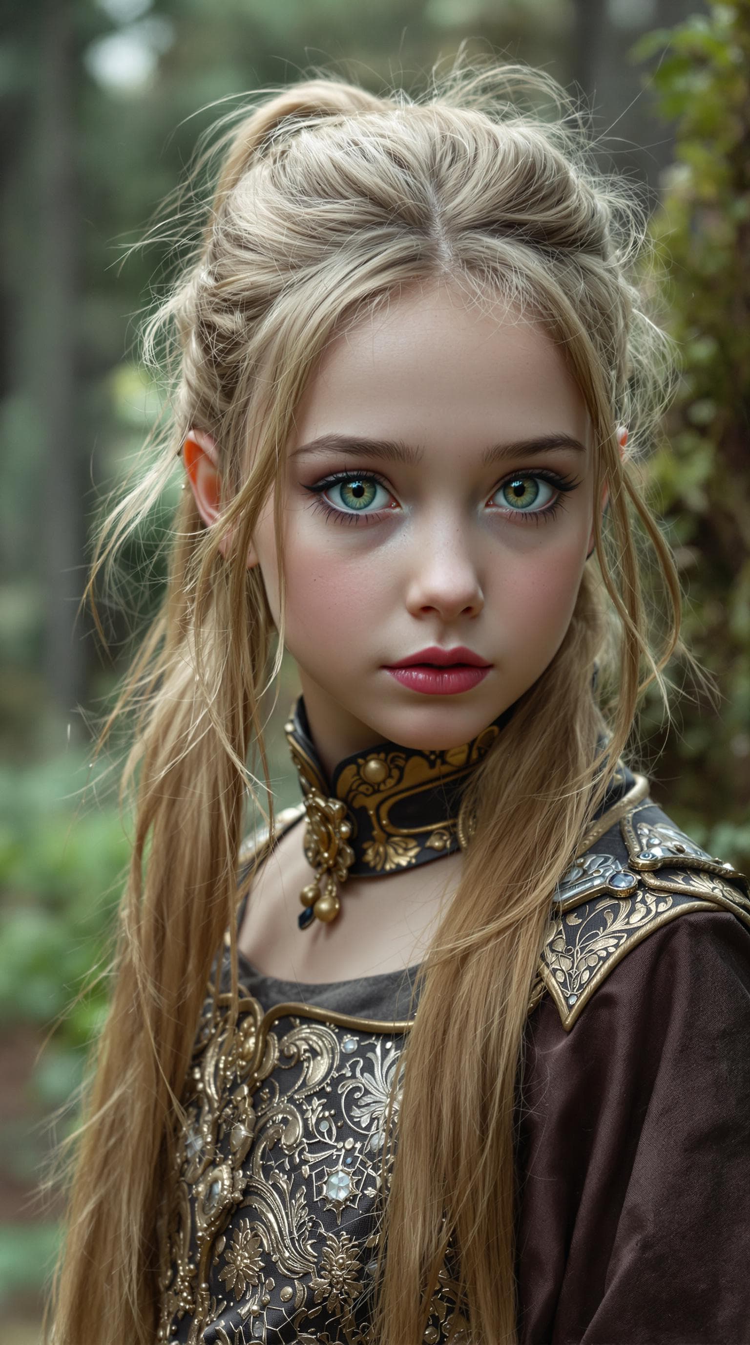 AI generated: A photo realistic of a exceptionally beautiful Ukrainian (age 9) girl (futuristic),(masterpiece), (r...