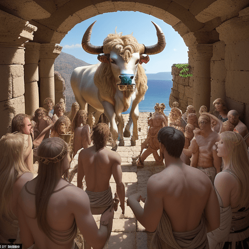 AI generated: In the vast Labyrinth on the island of Crete, built by the cunning Daedalus for King Minos, there dw...
