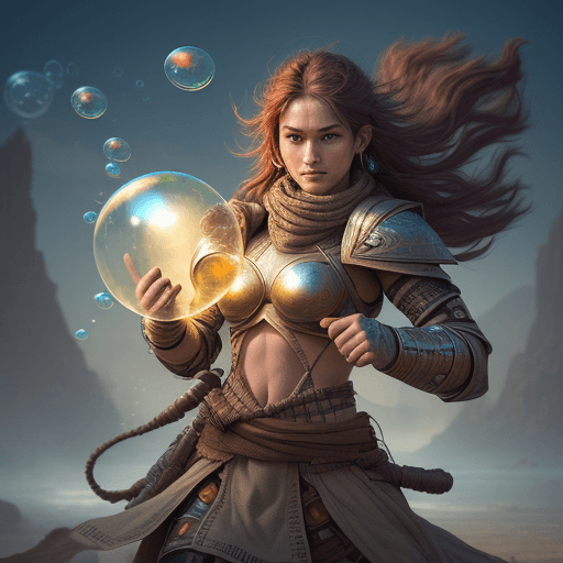 AI generated: Nomad fighter, high resolution digital art great details award winning image fantasy people, big bub...